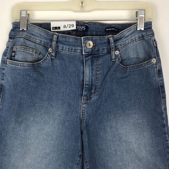 Chaps Mid Rise Crop Kick Jeans New Women's Size 8/29 Stretch Denim Blue - Picture 4 of 9
